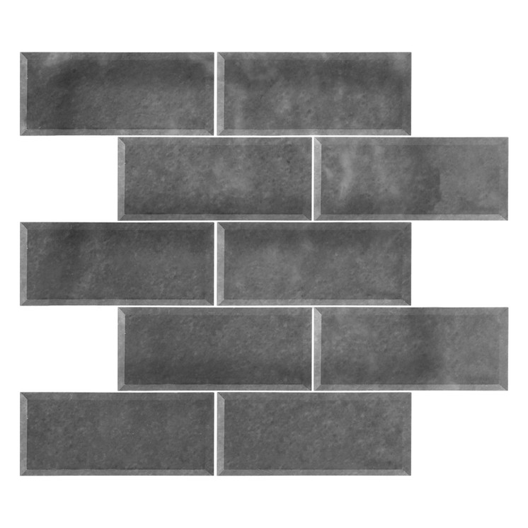 4" x 12" Bardiglio Gray Marble Wide Beveled Mosaic Tile Polished