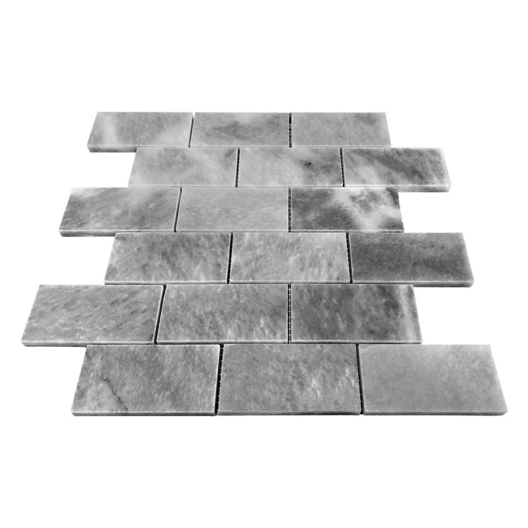 Bardiglio Gray Honed Marble 2x4 Mosaic Tile Sample