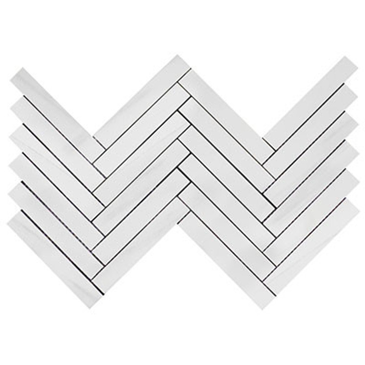 Bianco Dolomite 1x6 Herringbone Mosaic Tile Honed