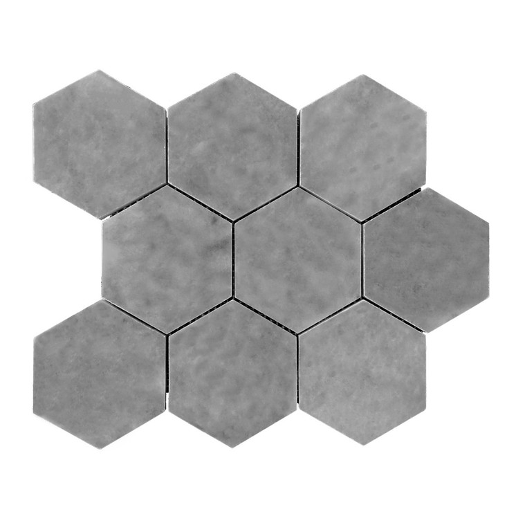 Bardiglio Gray Marble 4" Hexagon Mosaic Tile Honed