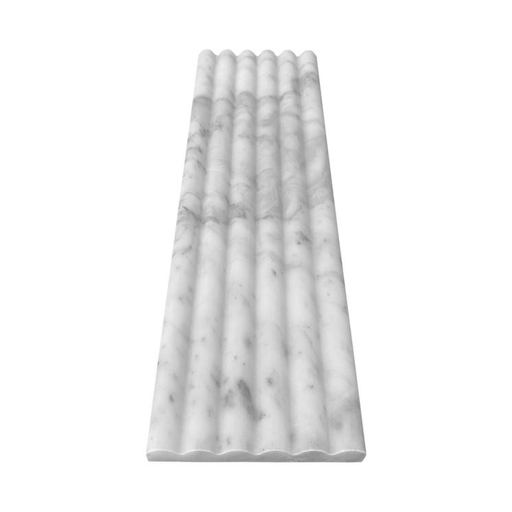 6x24 Flute 3D Dimensional Tile Carrara White Italian Marble Honed