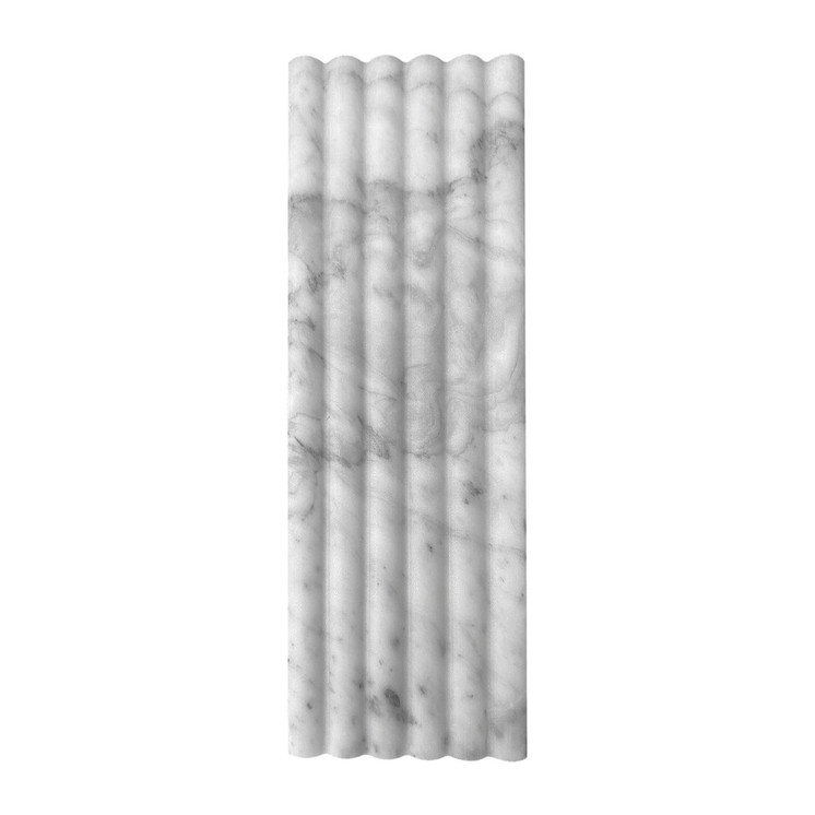 Carrara White Italian Marble 6x24 Flute 3D Dimensional Tile Honed