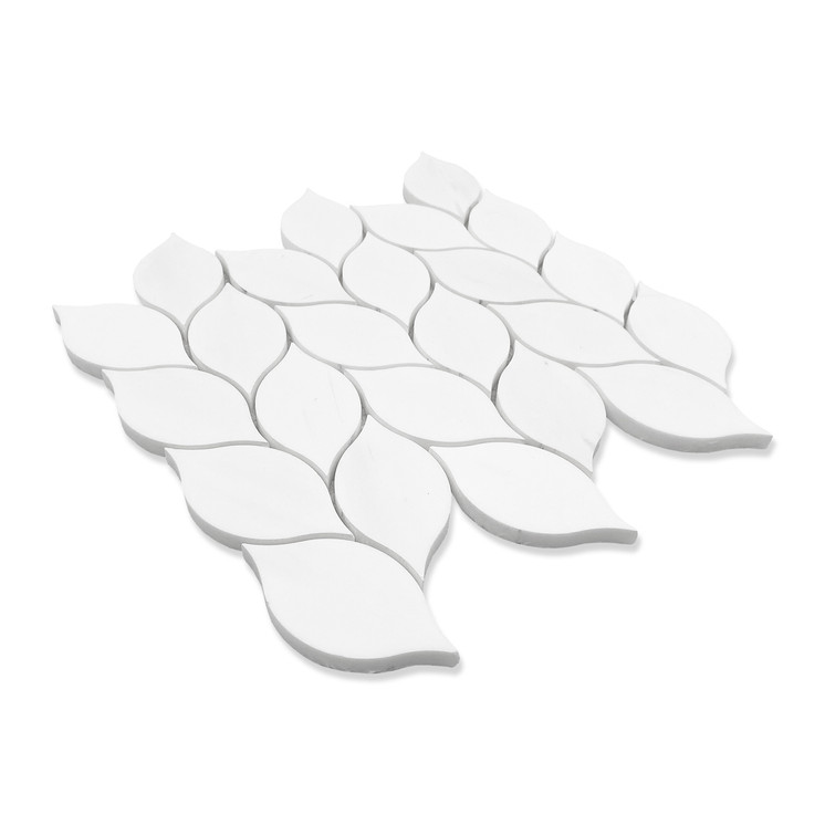 Bianco Dolomite Honed Blanco Orchid Leaf Marble Mosaic Tile