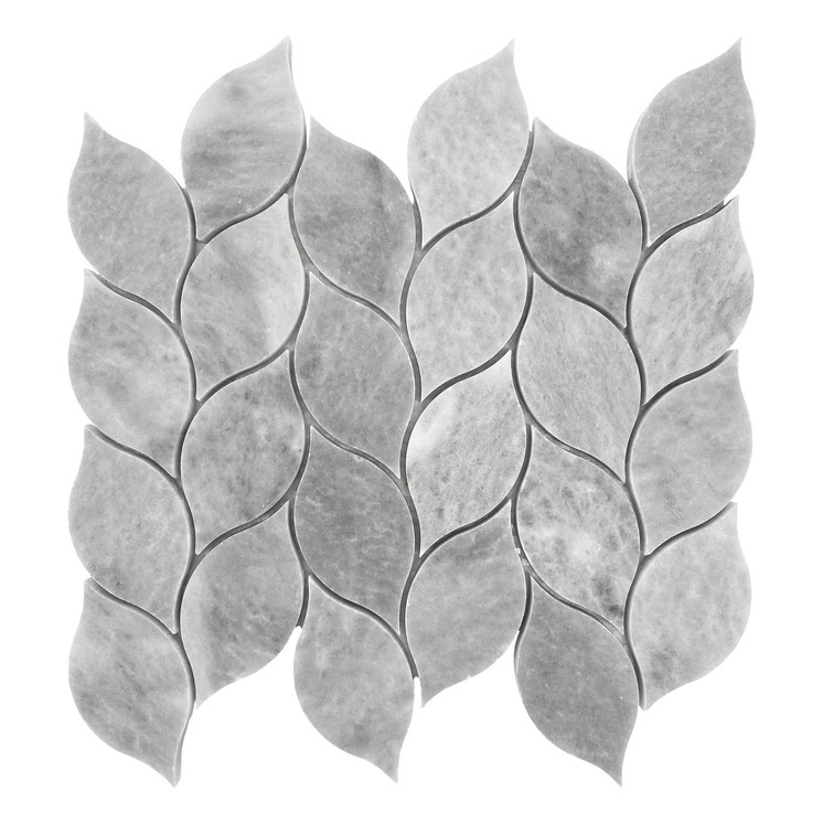 Bardiglio Gray Marble Blanco Orchid Leaf Mosaic Tile Polished