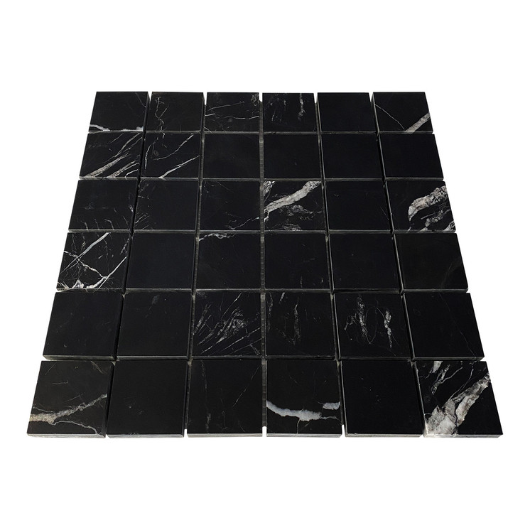 2x2 Mosaic Tile Polished Nero Marquina Black Marble