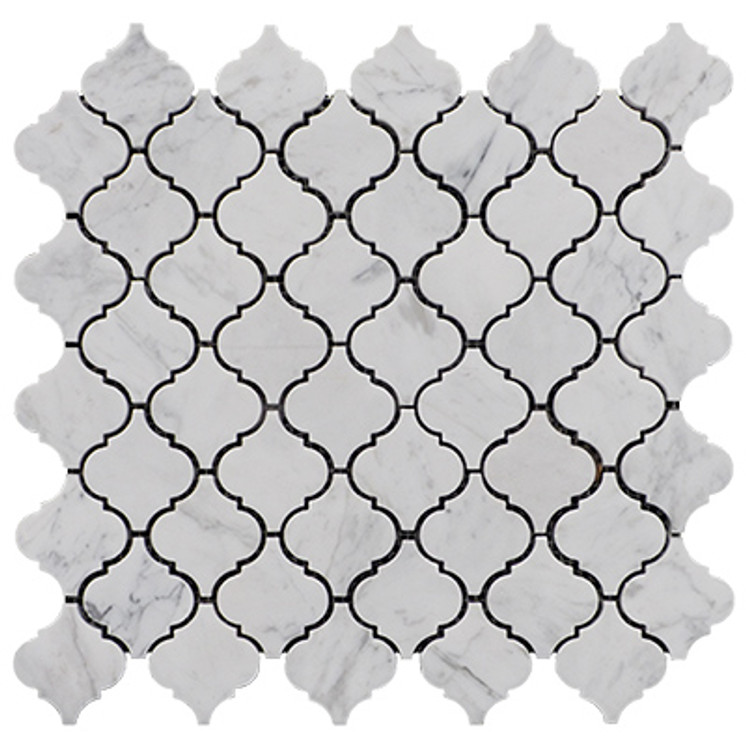 Lantern Mini Arabesque Baroque  Mosaic Tile Polished