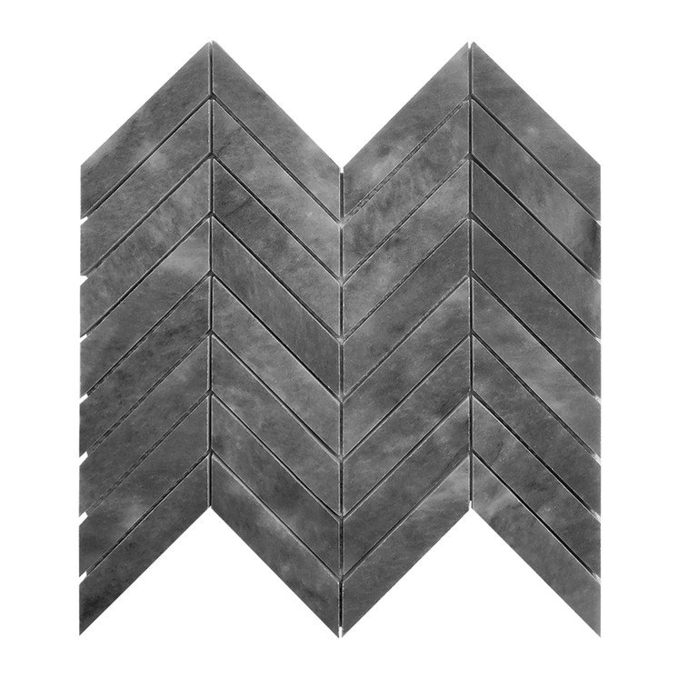 Bardiglio Gray Marble 1" x 4" Chevron Mosaic Tile Honed