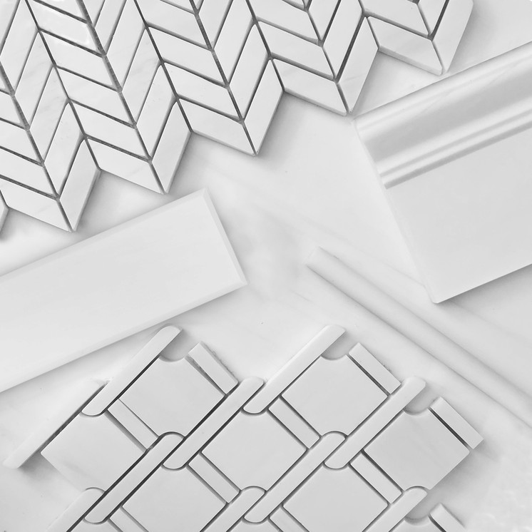 Bianco Dolomite Marble 4x12 Wide Bevel Subway Tile Combination