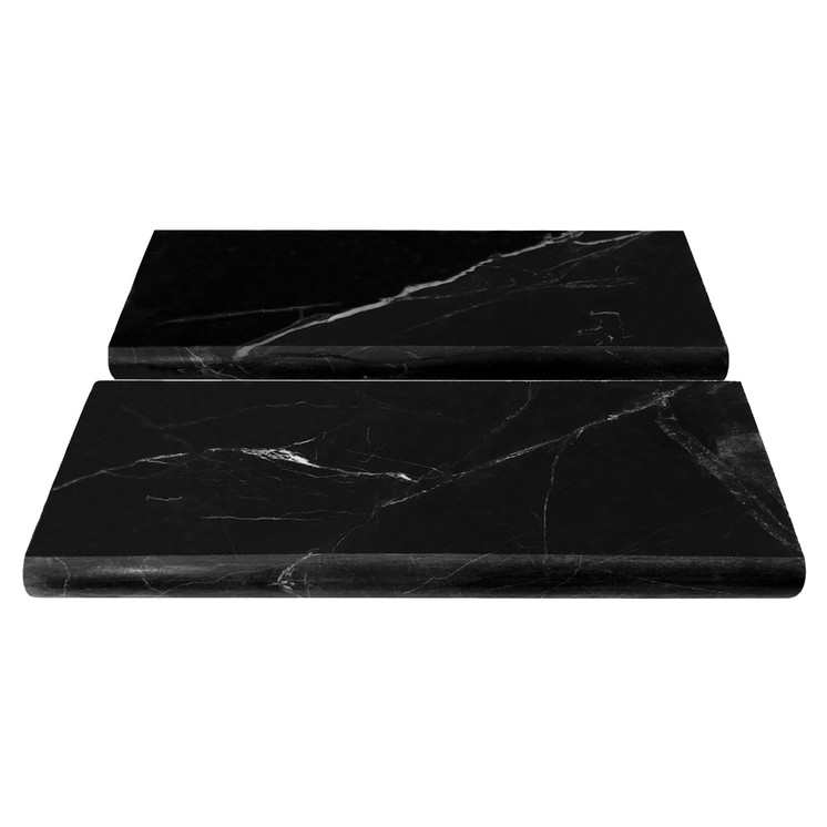 Nero Marquina Black Honed Marble 4x12 Bullnose Trim Tile