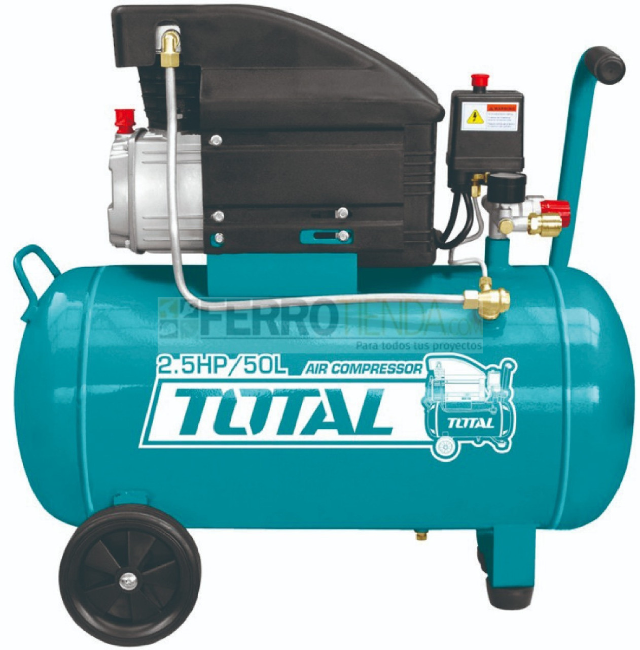 Compresor de aire TOTAL 2.5 HP 50 litros 116 psi 