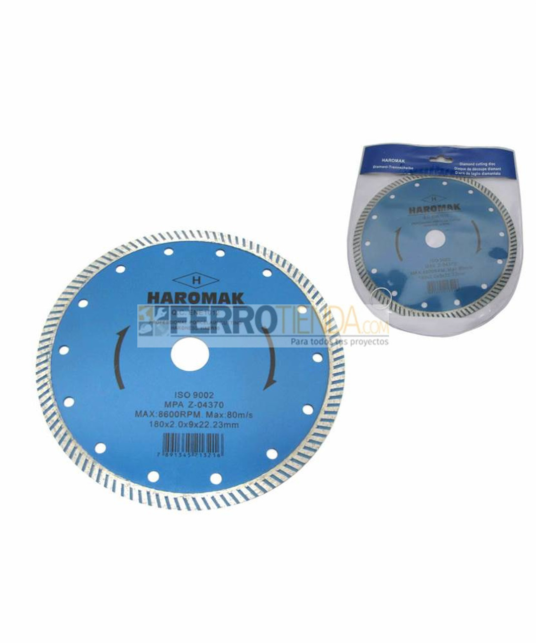 Por nombre alto visitar DISCO DE CORTE DIAMANTADO TURBO PROFESIONAL PORCELANATO  HAROMAK-7"X7X22.23MM - Ferrotienda.com