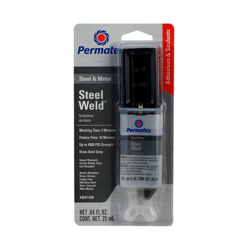 * Adhesivo epóxido 4 minutos, más versátil, multiusos y fácil de usar para metales, telas, fibra de vidrio, hule, concreto y la mayoría de plásticos.
* Cuando se ha curado puede ser taladrado, sanblasteado, encordado o limado.
* Resistente a combustibles, solventes y a la mayoría de otros líquidos.
* Disponible en varias presentaciones: jeringas dispensadoras duales, tubos con el adhesivo en dos partes y sistema rellenador que elimina la necesidad de soldar.
* Las barras epóxicas son ideales para aplicaciones verticales.
* Fácil de usar, con varios sobres en paquete para aplicaciones individuales