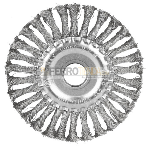 Cepillo circular TOTAL 5'' x 7/8" de alambre trenzado p/esmeril