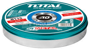 Disco corte metal TOTAL 4 1/2''x3/64''x7/8'' plano pqt. 10 un
