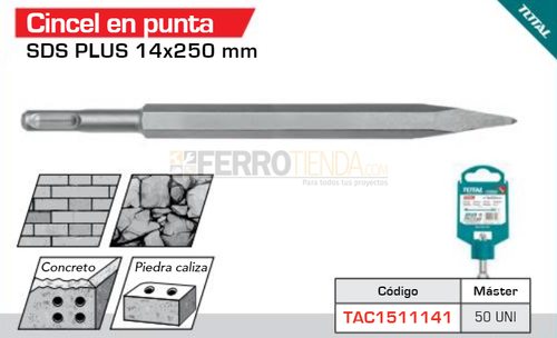 Cincel en Punta TOTAL SDS Plus 250mm