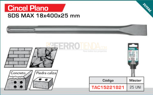 Cincel plano TOTAL SDS Max 18x400x25mm