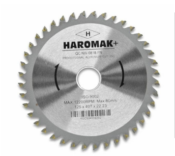 DISCO DE CORTE PARA ALUMINIO DIENTE EVIDIA HAROMAK 5"125X40TX22.23MM