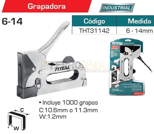Grapadora Industrial TOTAL de acero cromada 4-14mm