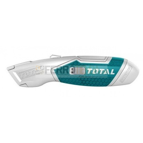 Estilete industrial TOTAL aleacion zinc c/hojas trapeciales 19x61mm 6 rptos.