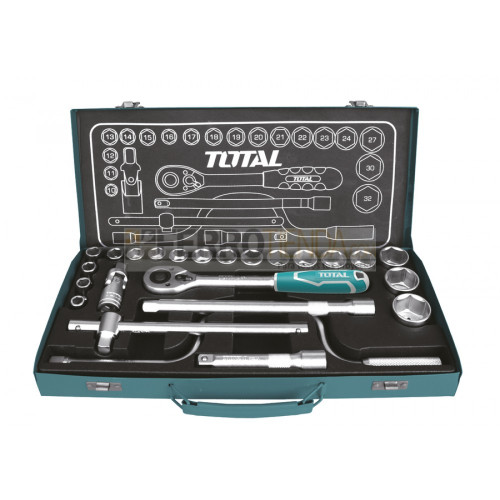 Herramientas en juego c/Rachet para Mecanico TOTAL 1/2'' 24 Pz