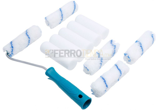 Rodillos de felpa en juego TOTAL c/Mango 12 Pz p/interior