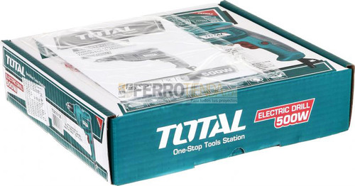 Taladro Industrial TOTAL 3/8'' sin percutor 500W Velocidad variable y velocidad ajustable