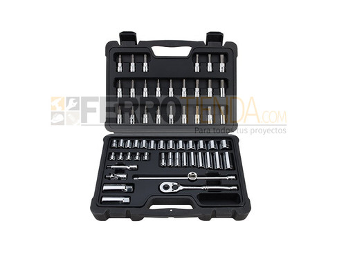 Juego de dados de cromo negro - Mando 3/8 - 58 Piezas