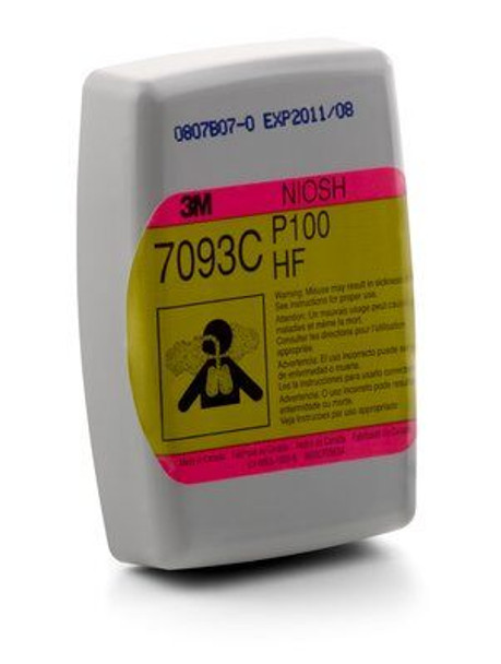 Cartucho / Filtro Fluoruro de Hidrógeno 3M™ 7093C/37173(aad), P100 protección respiratoria con Alivio del nivel de molestias por vapor orgánico y gas ácido 60 EA/Caja