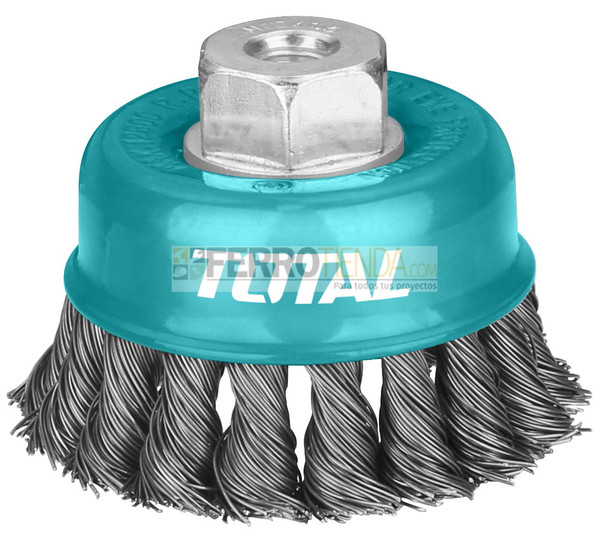 Cepillo de copa TOTAL 4'' alambre trenzado con tuerca 5/8'' 11 UNC