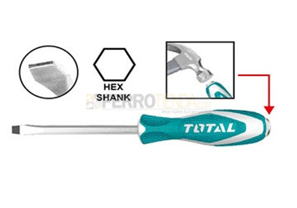 Destornillador de golpe plano Industrial TOTAL 1/4''x 6'' L150mm