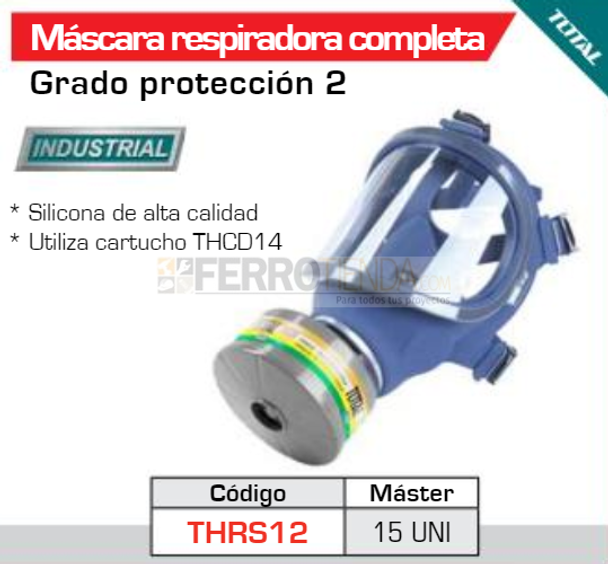 Mascara respirador Industrial TOTAL facial incl. Cartucho