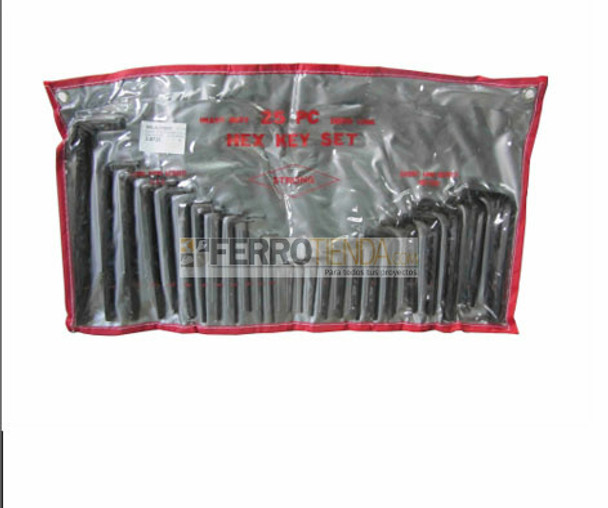 LLAVES EXAGONALES PULGADA Y MILIMETRO 25PIEZAS STRONG TW ZLA-2125WB