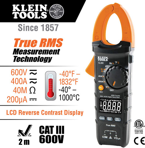 Klein Tools CL800 medidor de pinza digital de 600 amperios AC/DC