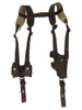 Brown Leather Vertical Shoulder Holster w/ Speed-loader Pouch for 2" Snub Nose Revolvers