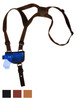 Leather Horizontal Shoulder Holster for Mini/Pocket .22 .25 .32 .380 Pistols with LASER