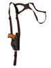 Brown Leather Vertical Shoulder Holster for Compact 9mm 40 45 Pistols