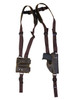 Brown Leather Vertical Shoulder Holster with Magazine Pouch for 380 Ultra Compact 9mm 40 45 Pistols 