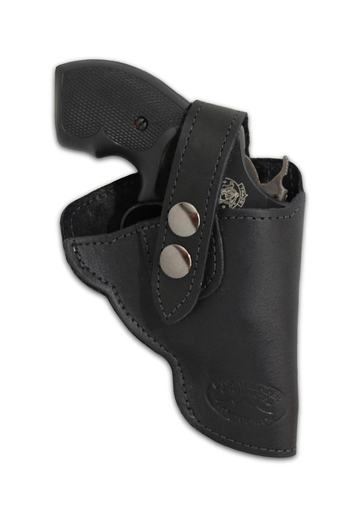 Black Leather Outside the Waistband (OWB) Holster for Snub Nose 2" 22 38 357 41 44 Revolvers