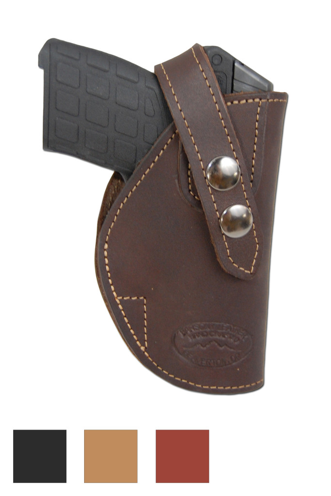 Leather OWB Holster for .380, Ultra-Compact 9mm 40 45 Pistols - available in black, brown, burgundy and saddle tan