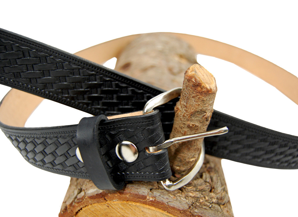 basket-weave leather belt