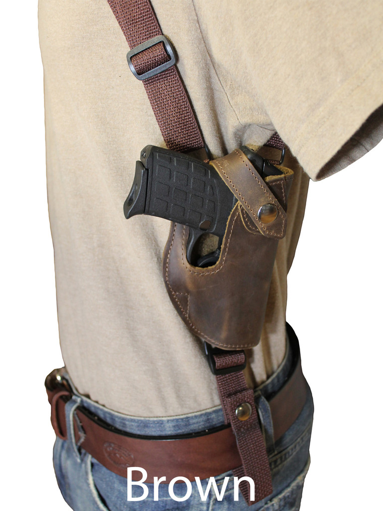 brown leather shoulder holster