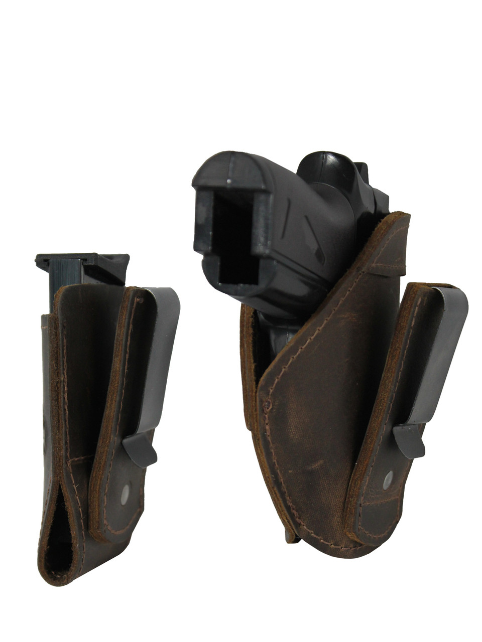 Brown Leather Tuckable IWB Holster + Magazine Pouch for Mini/Pocket .22 .25 .380 Pistols