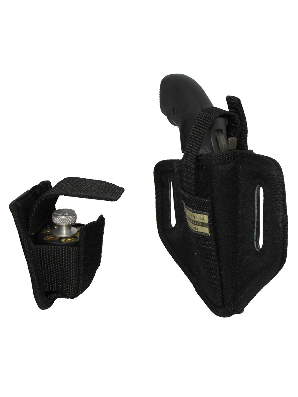 6 Position Ambidextrous Pancake Holster + Speed-loader Pouch for 2" Snub Nose Revolvers