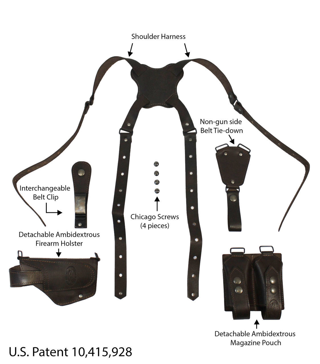 Barsony Leather Multi-Carry Holster System Size 16