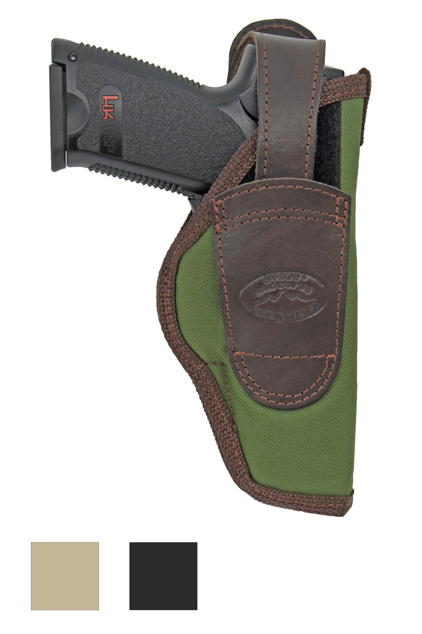 New Premium Ambidextrous Holster for Full Size 9mm 40 45 Pistols - available in black, desert sand or woodland green