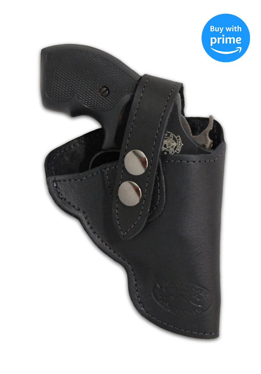 Black Leather Belt Clip OWB Holster for CHARTER ARMS 22 327 38 357 right