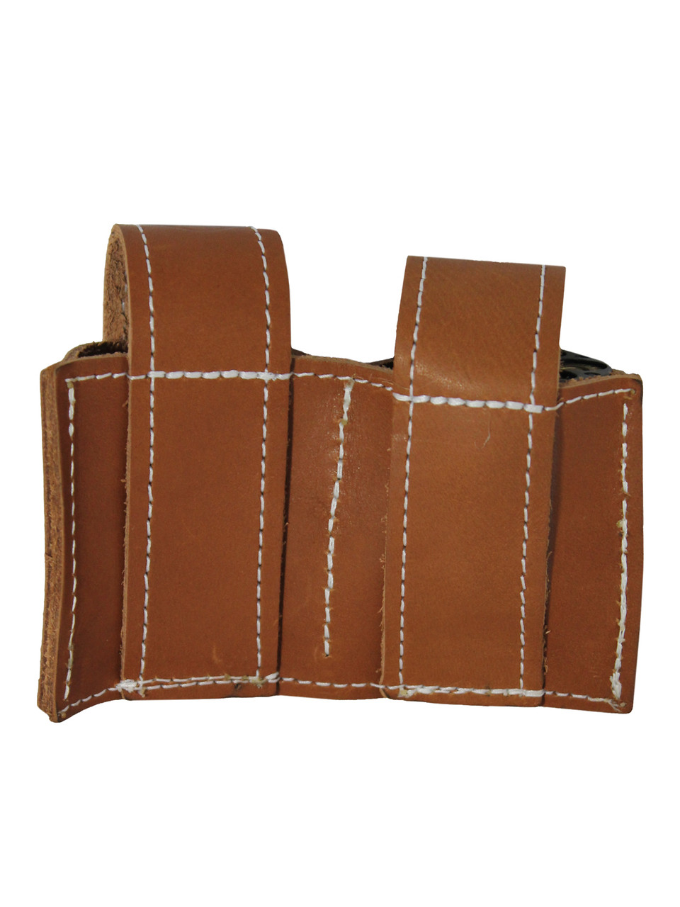 Saddle Tan Leather Revolver Double Speed-loader Pouch for 6 shot .44 Mag