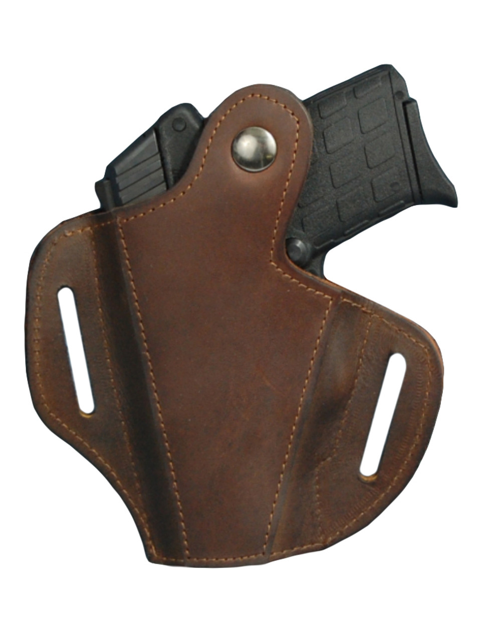 Brown Leather Pancake Holster for KIMBER Micro Carry; CDP .380 right