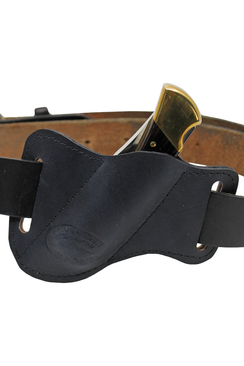 Black Leather Horizontal Canted Knife Sheath