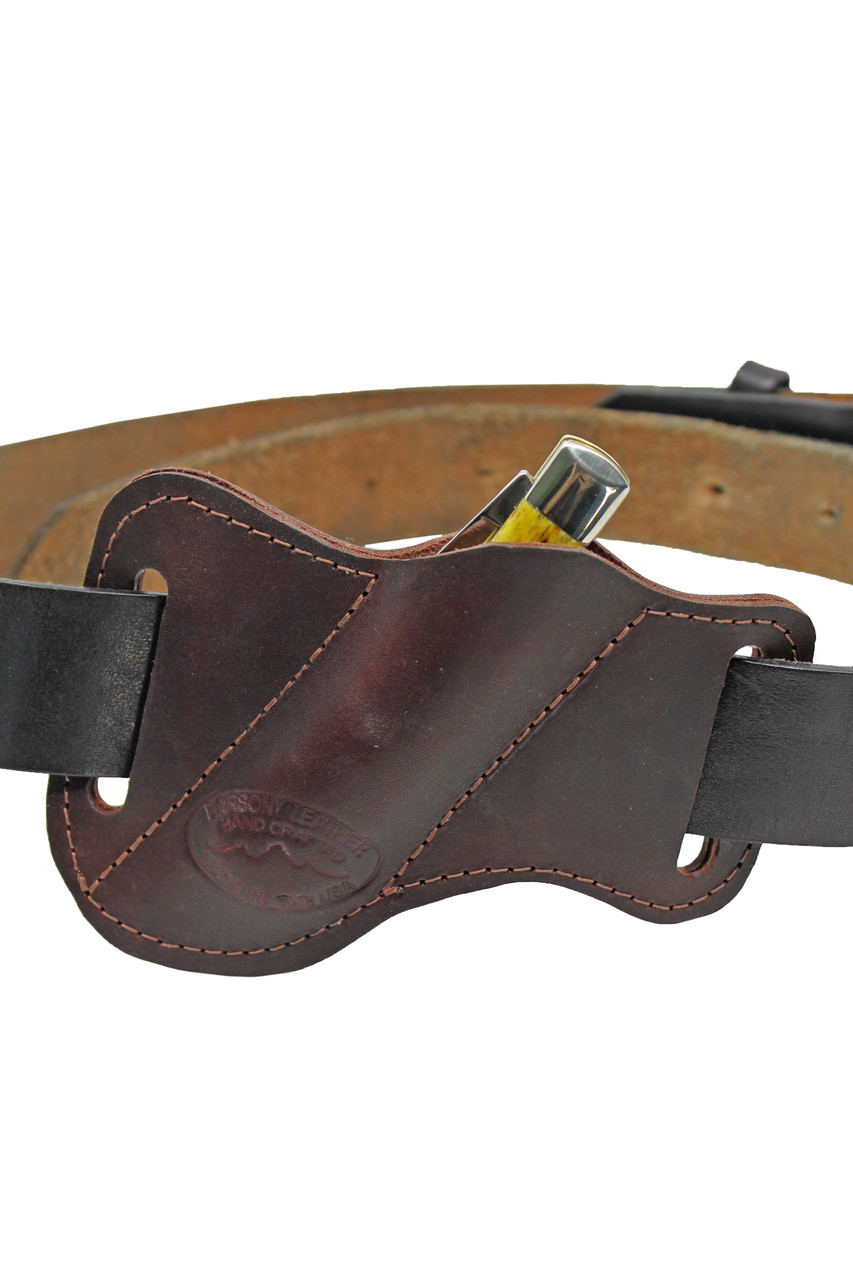 Burgundy Leather Horizontal Canted Knife Sheath